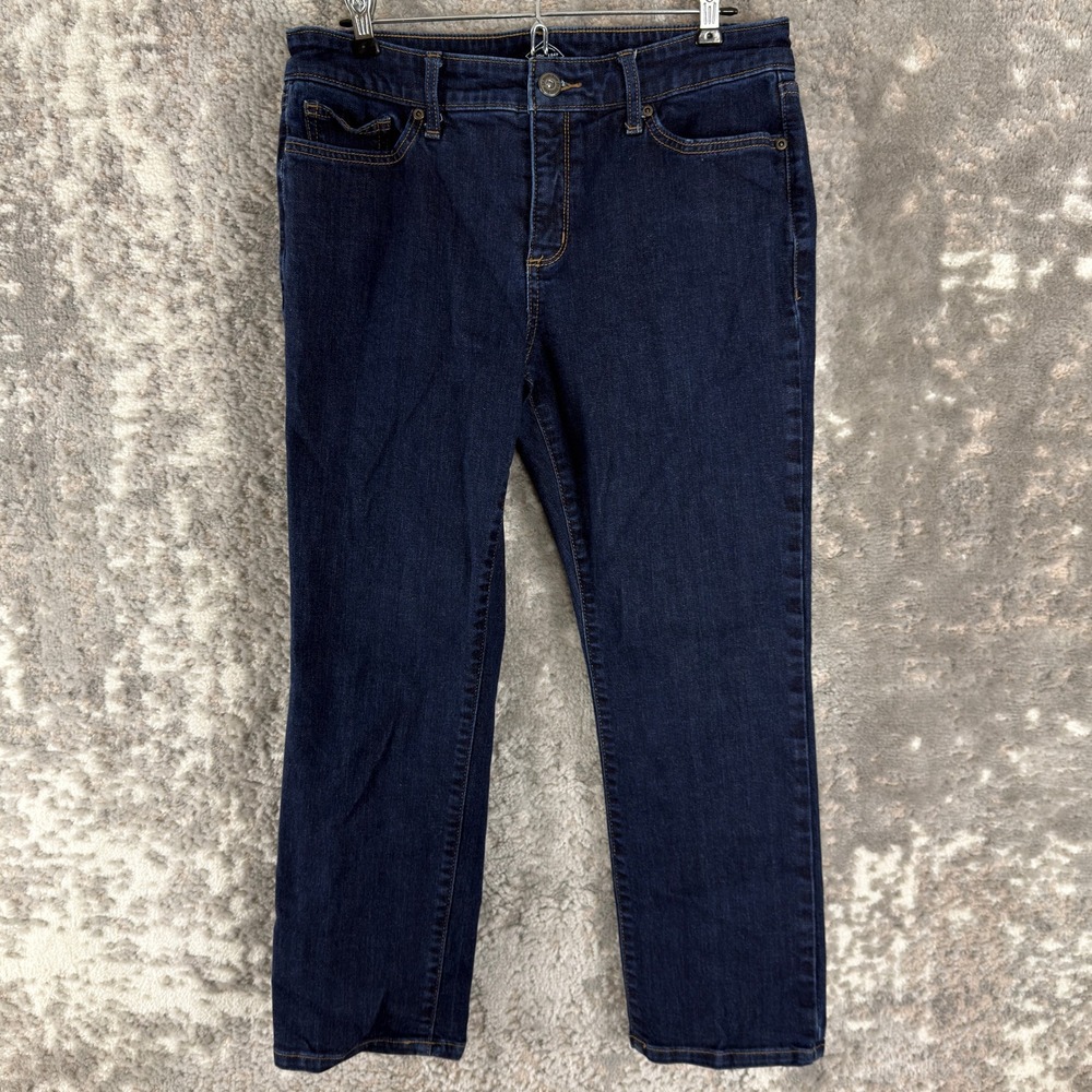St. John's Bay Petites Size 10p Straight Leg Stretch Denim Jeans Blue Women
